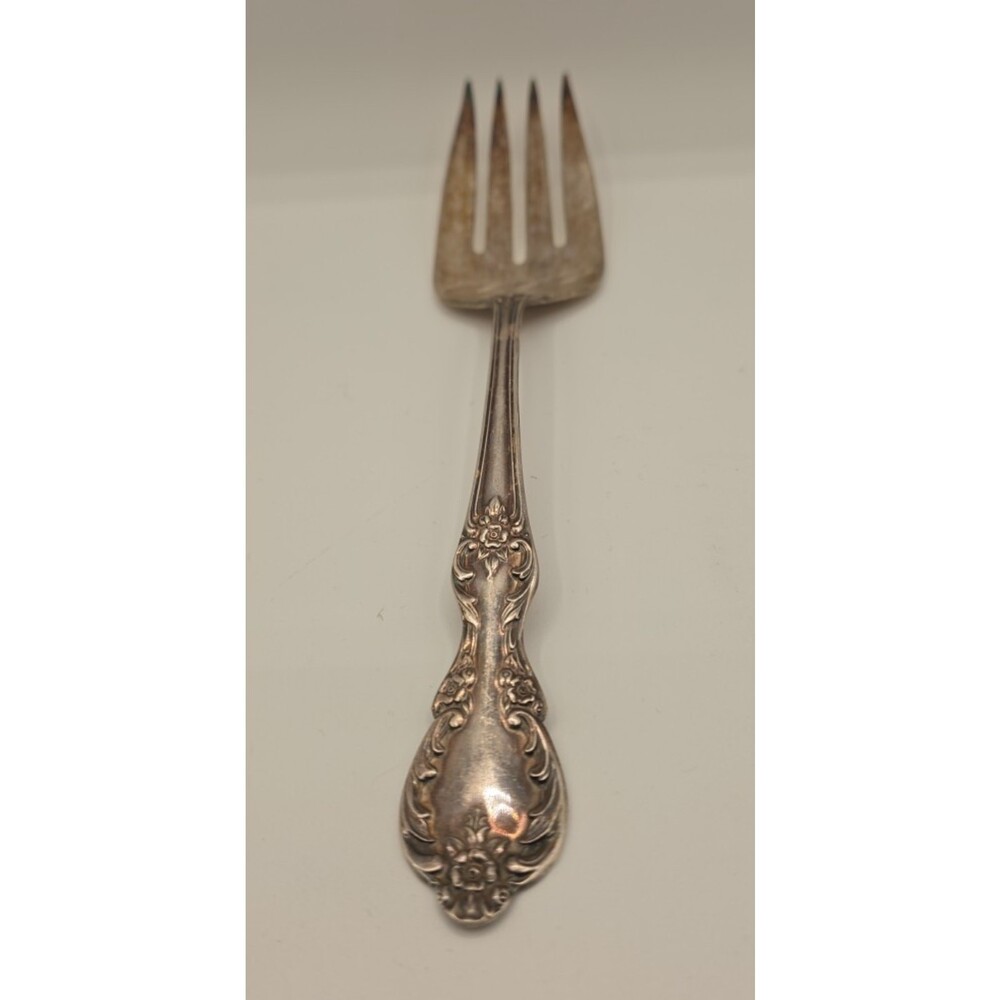 Wm. Rogers & Son Vintage 8.5" Silverplate Serving Fork Floral Pattern